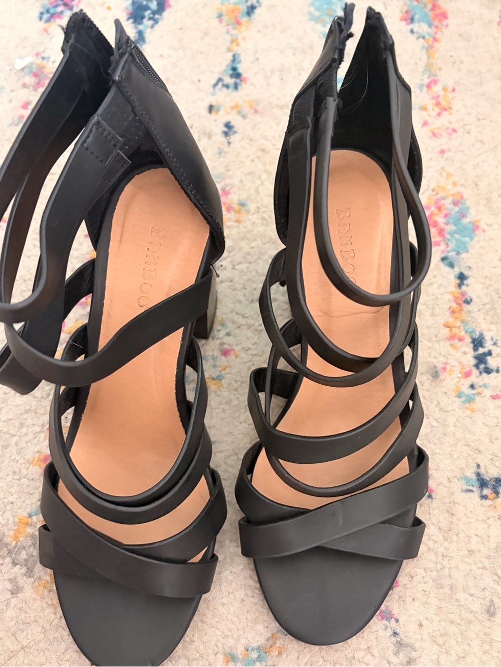 Barefoot Dreams Black Strappy High Heel Sandals